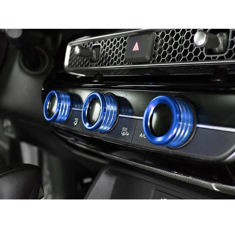 Acura Integra Blue Aluminum AC Climate Control Knob Ring Covers (2023)