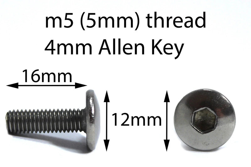 10x Black Aluminium Windscreen Bolts m5 x 16mm Pan Button