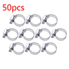 50pcs Stainless Steel Hose Clamps Adjustable 1/2"-3/4"