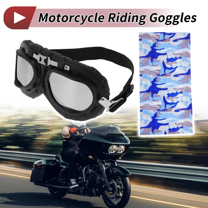 Motorcycle 1 x Motorcycle Riding Goggles Silver Tone Lens Black Frame