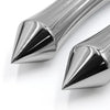 2 x Silver Tone Chrome Metal Sharp End Motorcycle Throttle Hand Handlebar Grip