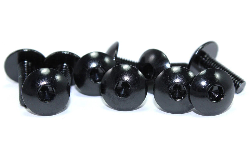 10 x M5 X 16mm Nero Alluminio Anodizzato Moto Carenatura Bulloni & Acciaio Clip