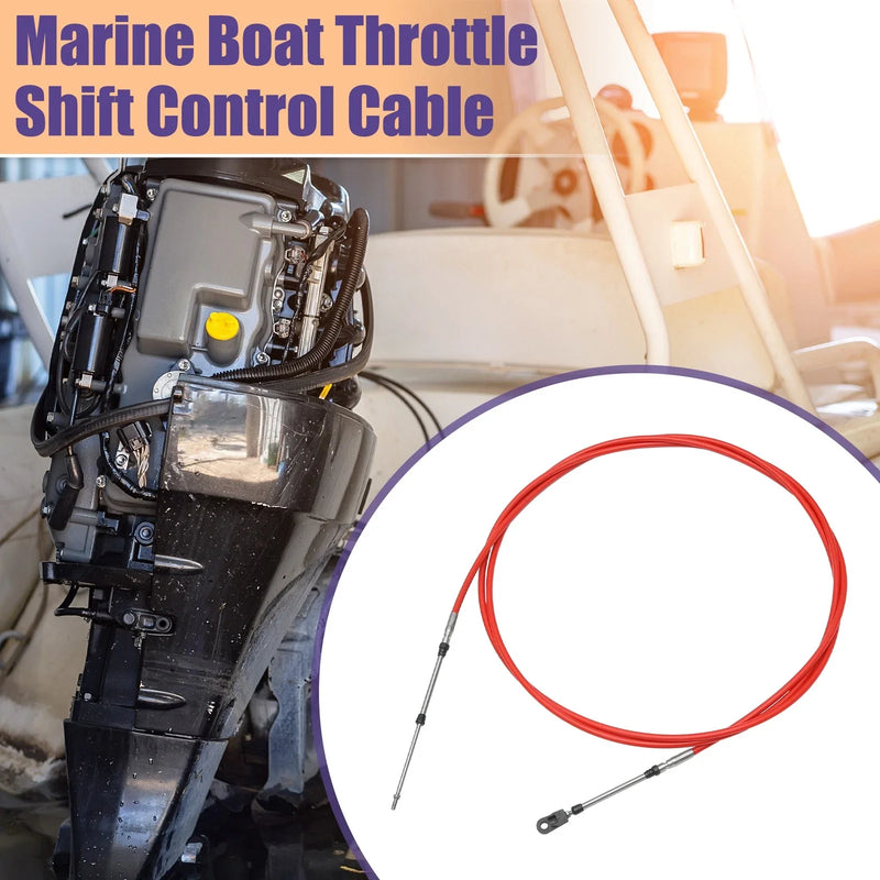 Marine Boat Throttle Control Cable 400cm/13ft Red with Fastening Head