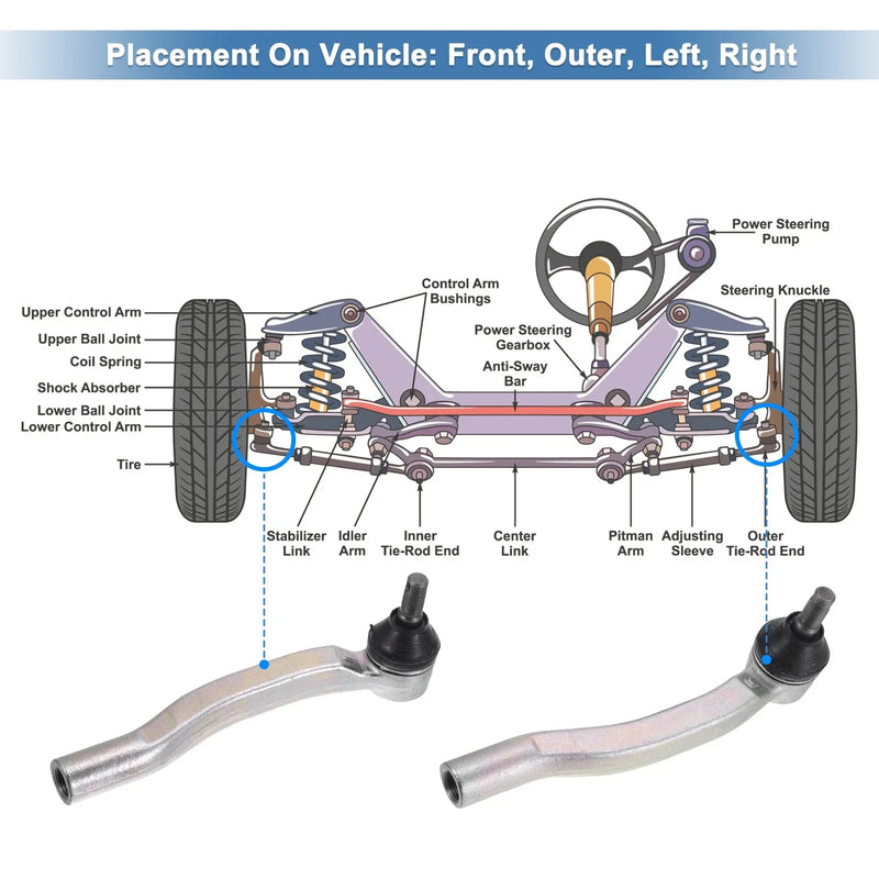 Toyota Sienna Front Outer Tie Rod End Links (2003-2010)
