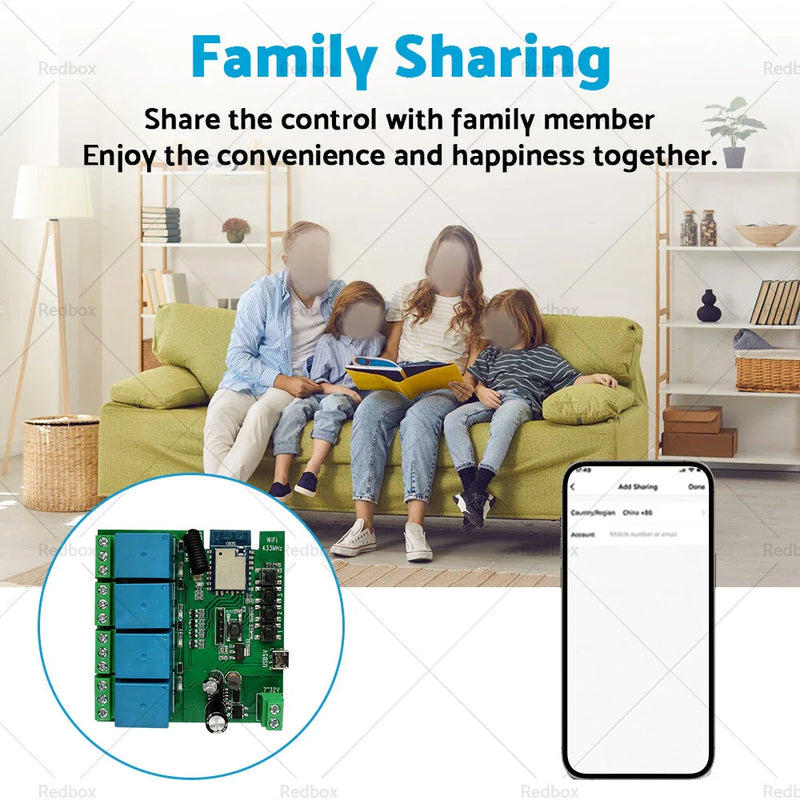 WIFI Bluetooth-Compatible Development Board 4 Channel Relay Module