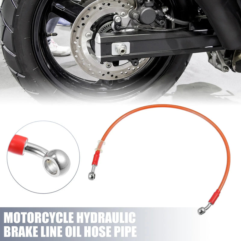 65cm 25.59" 10mm Motorcycle Hydraulic Brake Line Oil Hose Pipe 28° 0° Orange