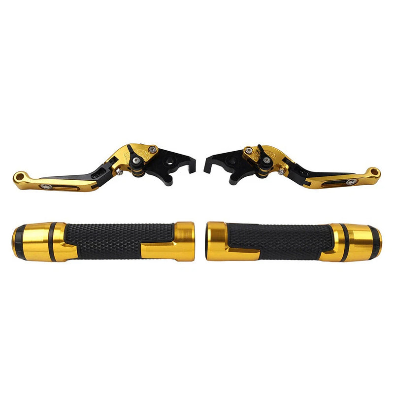 Kawasaki ZX6R Gold Extendable Brake Clutch Levers Grip Set