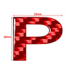 Car Badge Alphabet Letter Red Carbon P Decals Stickers Emblem
