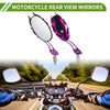 M8/M10 Motorcycle Rear View Mirrors Oval Shape Purple Aluminum Alloy