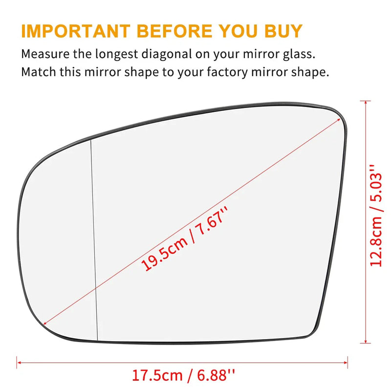 Mercedes-Benz GL 320 Heated Mirror Glass with Backing Plate Left Side