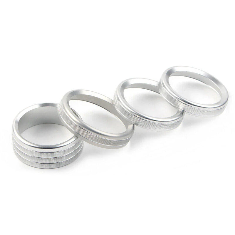 Jeep Wrangler JL 4 x Silver Air Conditioner Knob Ring Covers (2018-2020)