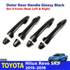 Outer Door Handle Black Gloss Set 4 Fits Toyota Hilux Revo SR5 4D Pickup 2015-19