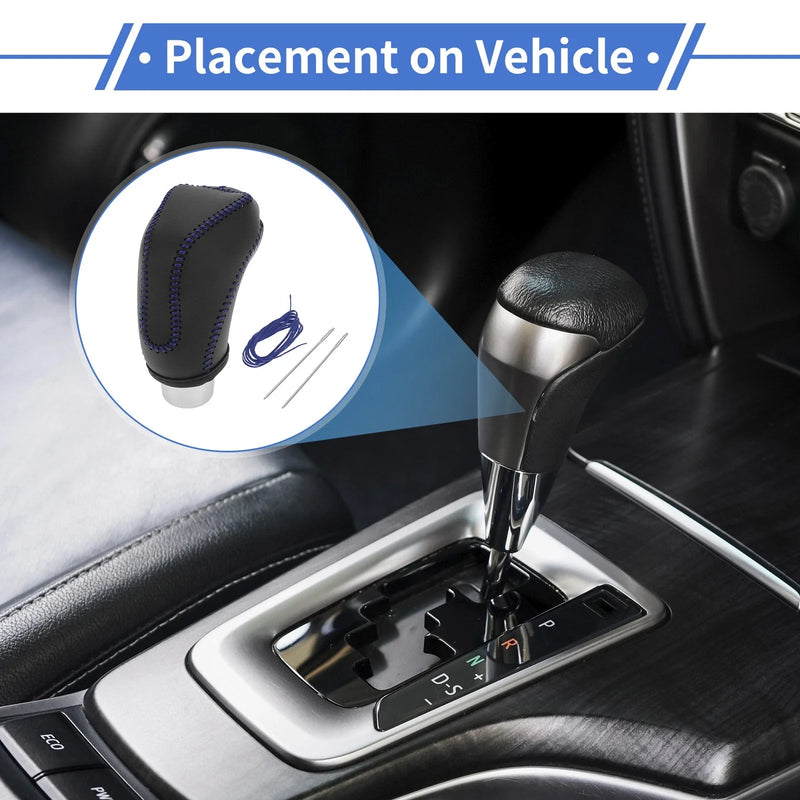 Subaru Impreza Black Blue Faux Leather Gear Shift Knob Cover (2017-2023)