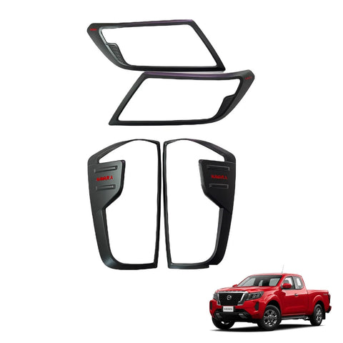 Nissan Navara UTE Matte Black Red Headlight Taillight Covers (2021-2024)