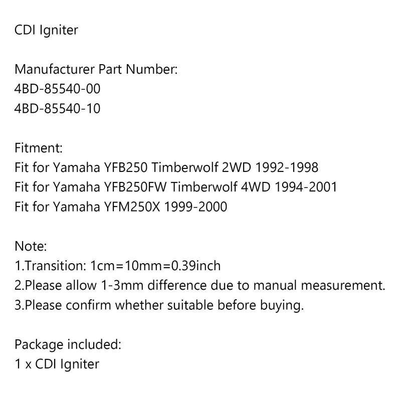 Yamaha YFB250 Timberwolf, YFB250FW, YFM250X CDI Module (1992-1998)
