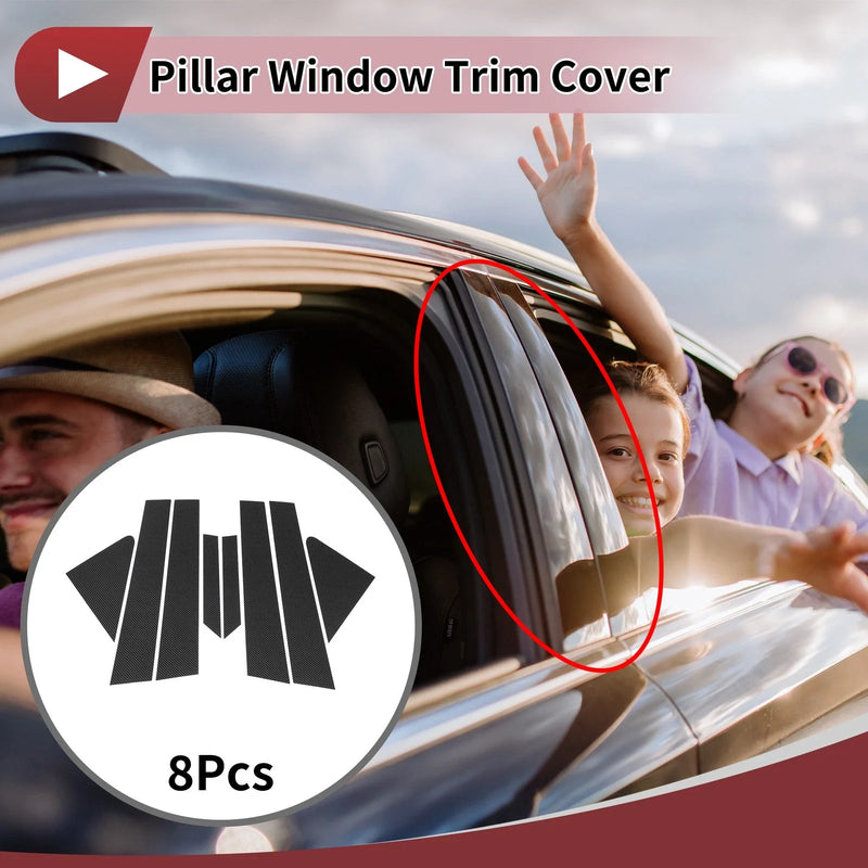 Hyundai Verna 2008-2016 Carbon Fiber Black Door Pillar Window Trim