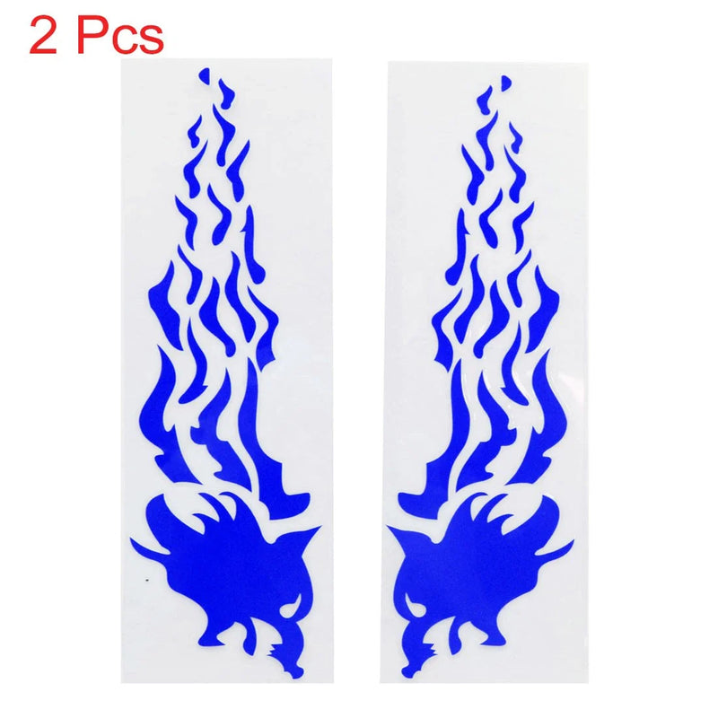 Motorcycle Car 2Pcs / Blue Flame Pattern Reflective Sticker Decorative /
