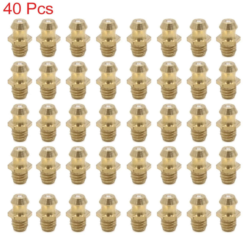 Motorcycle Car 40pcs M6 x 1 Brass Straight Grease Nipple Fitting