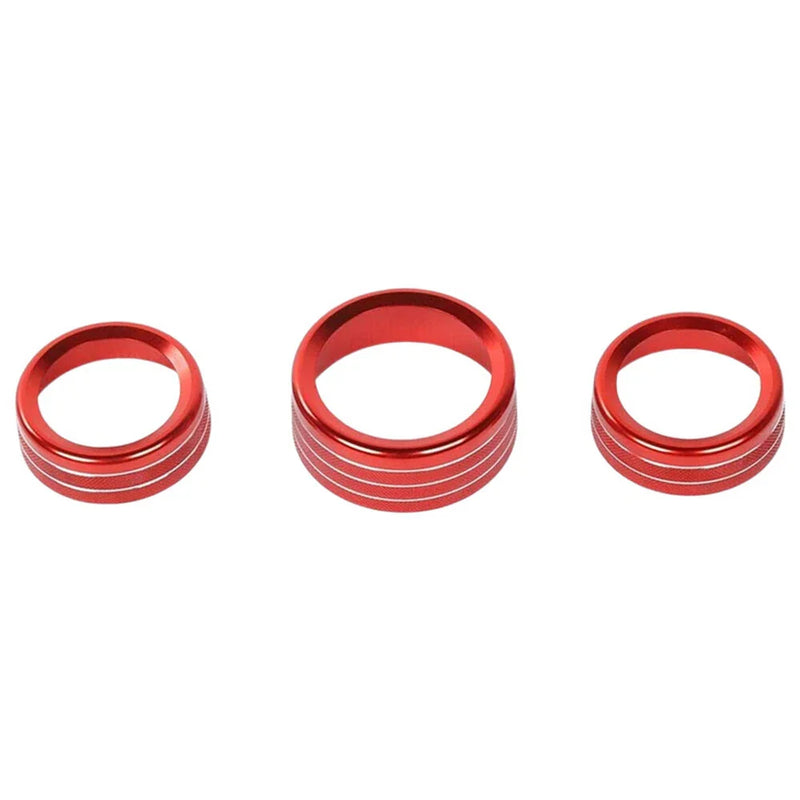 Challenger Charger 3 x AC Radio Switch Trim Ring Knob Covers Red (2015-2020)