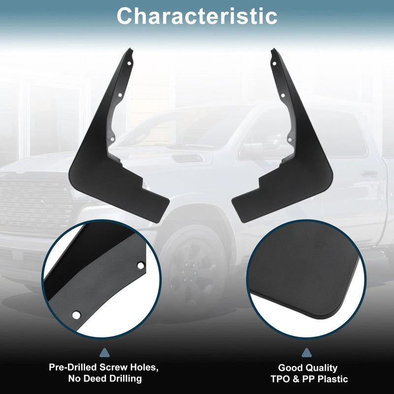 Dodge Ram 1500 2019-2025 - Splash Guards, No-Drill Mud Flaps Kit