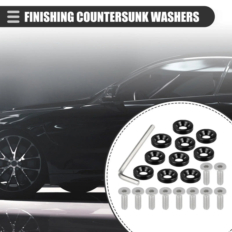 Motorcycle Black Finishing Countersunk Washers Dress Up Fastener Tool Kit