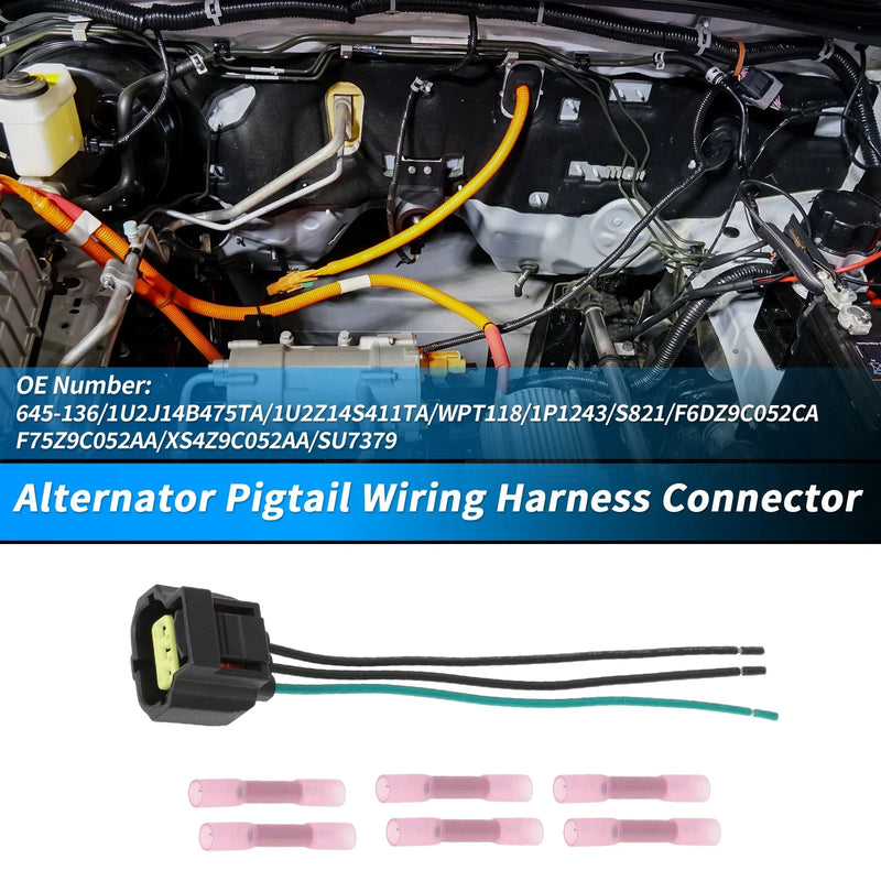 Ford Lincoln 2 x Alternator Plug Wiring Harness Pigtails (No WPT118)