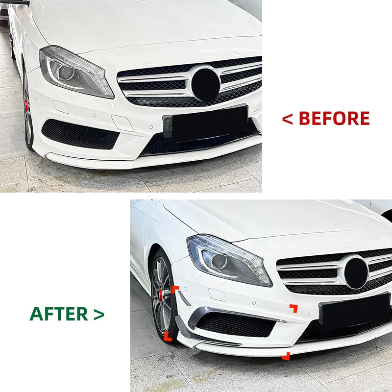 Benz A-Class 6x Front Bumper Side Canards Splitters AMG Line (2013–2015)
