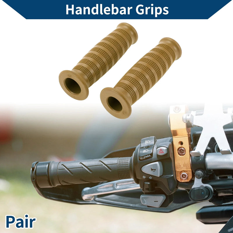 Motorcycle Rubber Khaki 2 x 7/8" 22mm Hand Grips