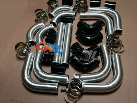 Universal 2.25" Aluminum Turbo Piping Kit + Black Hose
