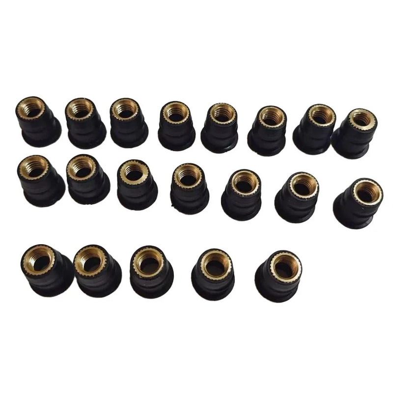 Motorcycle Fairing M6 Rubber Brass Well Nuts / Set of 20 / Well Nuts