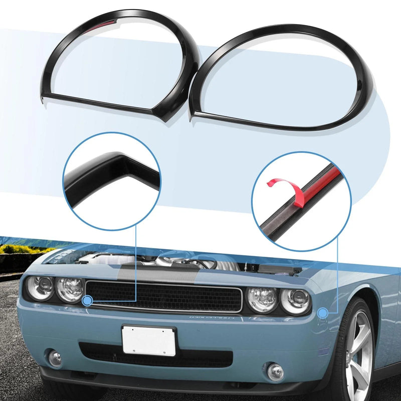 Dodge Challenger 4 x Front Black Headlight Covers (2015-2023)