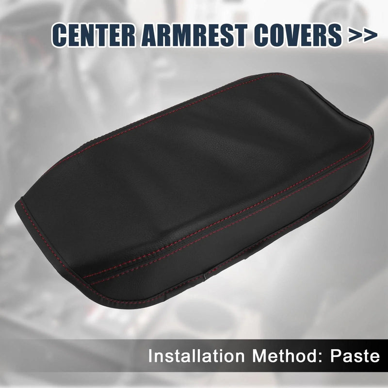 Honda with Red Stitches Black Microfiber Leather Armrest Protector Cover