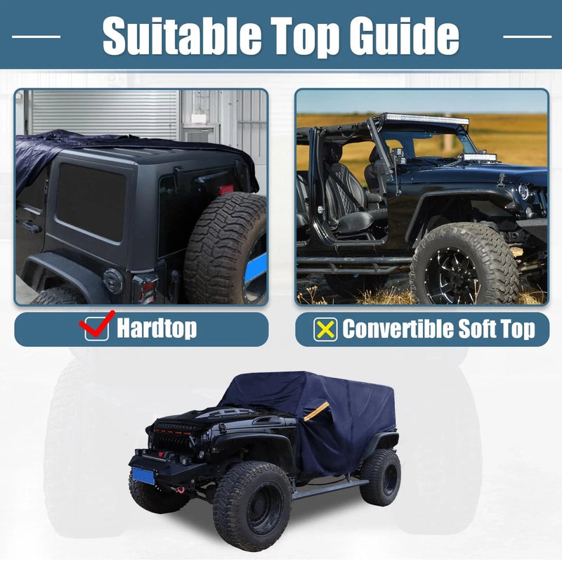 Jeep Wrangler JK JL Hardtop 4 Door 2007-2021 with Zippers SUV Car Cover