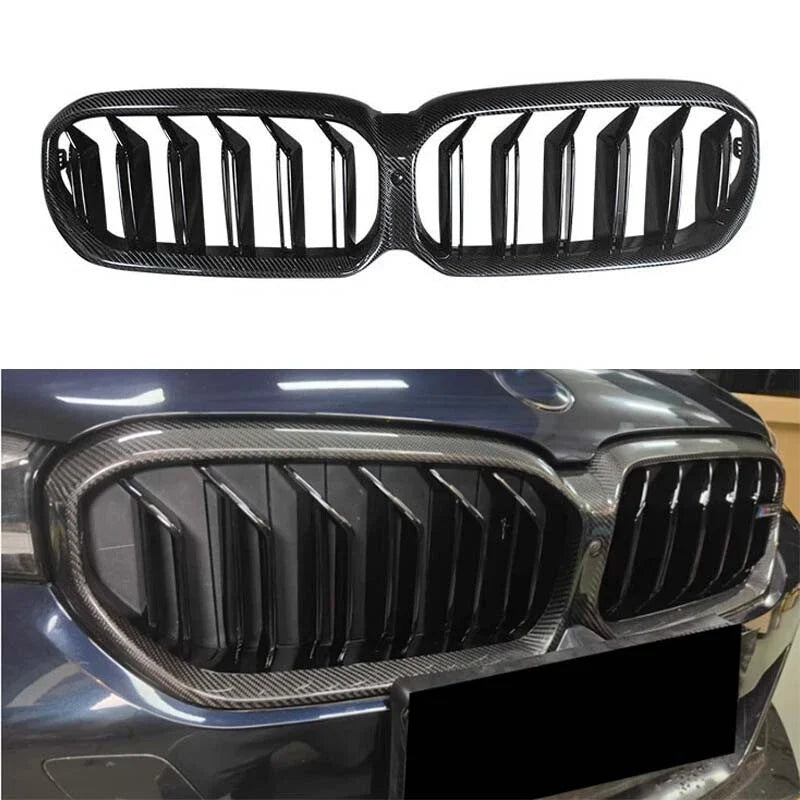 21-24 BMW 530i 540i G30 LCI Real Carbon Replace Front Kidney Grille