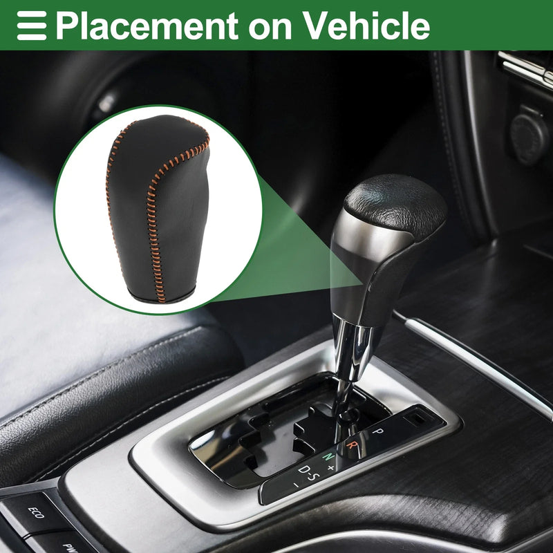 Volvo S80 (2007-2012) Black Brown Faux Leather Car Gear Shift Knob Cover 1 Pc