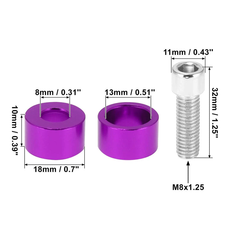 Honda Civic Acura 9 Pcs M8x1.25 Header Manifold Cup Washers Bolts Purple