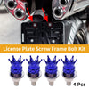 Universal Motorcycle M6 License Plate Screws Cover 35mm Aluminum Alloy Blue 4Pcs