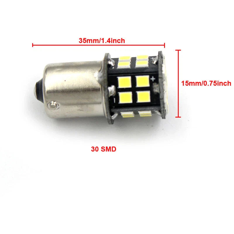 2pcs DC 6V 1156 BA15S 30SMD LED Bulb Rear lamp Turn signal light White 650LM Car