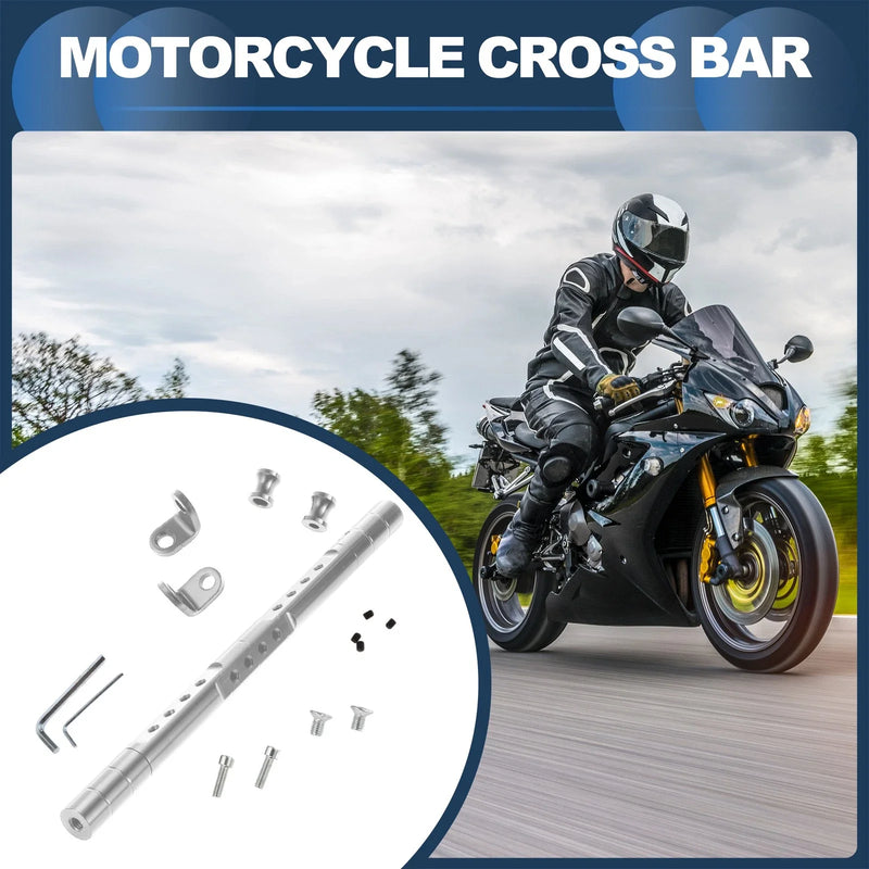 Motorcycle Cross Bar / 29cm / Mirror Mount Silver Tone
