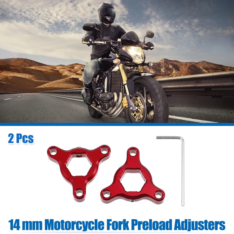 Motorcycle Fork Preload Adjusters 2 x 14mm Aluminum Alloy Red