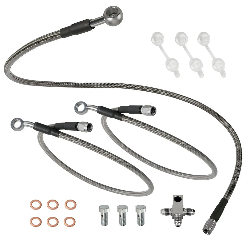 Kawasaki KFX400 3 x Stainless Steel Braided Brake Lines Kit (2003–2004)