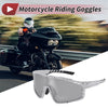 Motorcycle Riding Goggles Silver Tone Gray Lens White Black Frame PC UV400