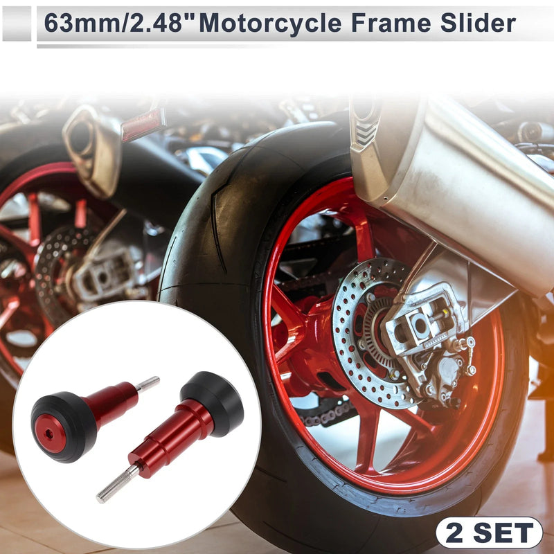 Motorcycle 1.1" Aluminum Alloy Plastic Motorcycle Slider Frame 2 Set Red