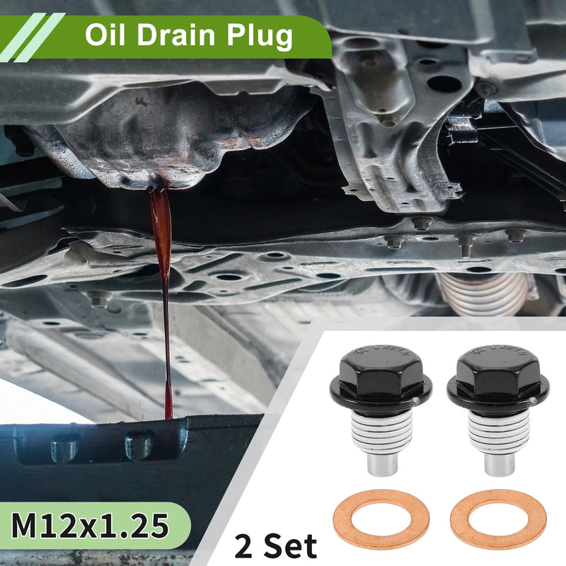 Car Motorcycle 2 x M12x1.25 Copper Oil Drain Plug W/ Gasket