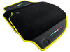 Ferrari 488 GTB Black Tailored Carpets with Yellow Trim Floor Mats