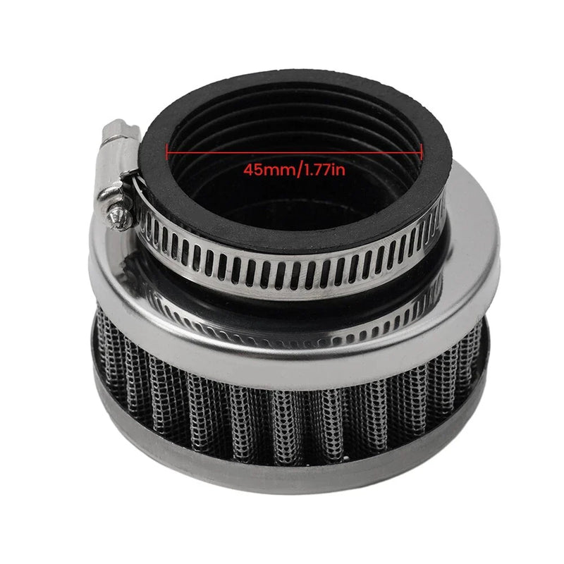 Motorcycle Air Filter Cleaner / 45MM Round Tapered Rubber Silver