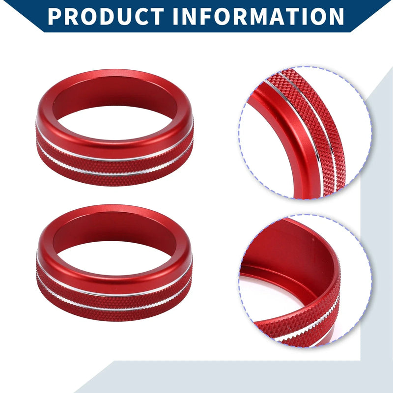 Ford Mustang (2015-2021) 2 x Red Radio Audio Tune Switch Knob Covers