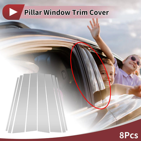 Toyota Prado (2010-2023) Silver Tone 8 Pcs Car Door Pillar Window Trim
