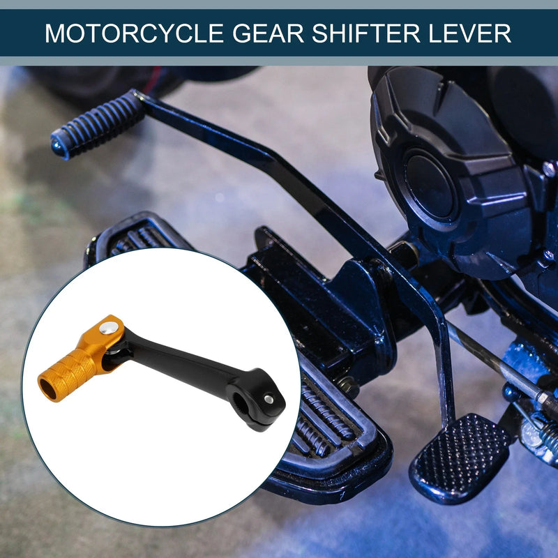 Motorcycle Folding Gear Shifter Lever Shift Pedal Aluminum Alloy Black Gold Tone