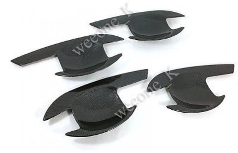Mitsubishi Triton L200 4 x Carbon Door Handle Bowl Inserts Covers (2006-2014)